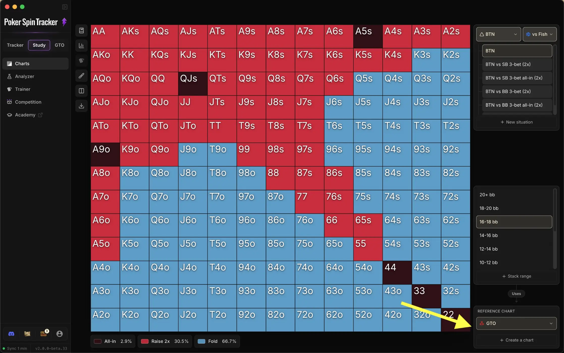 Ranges de référence Poker Spin Tracker dans la Bibliothèque de ranges.