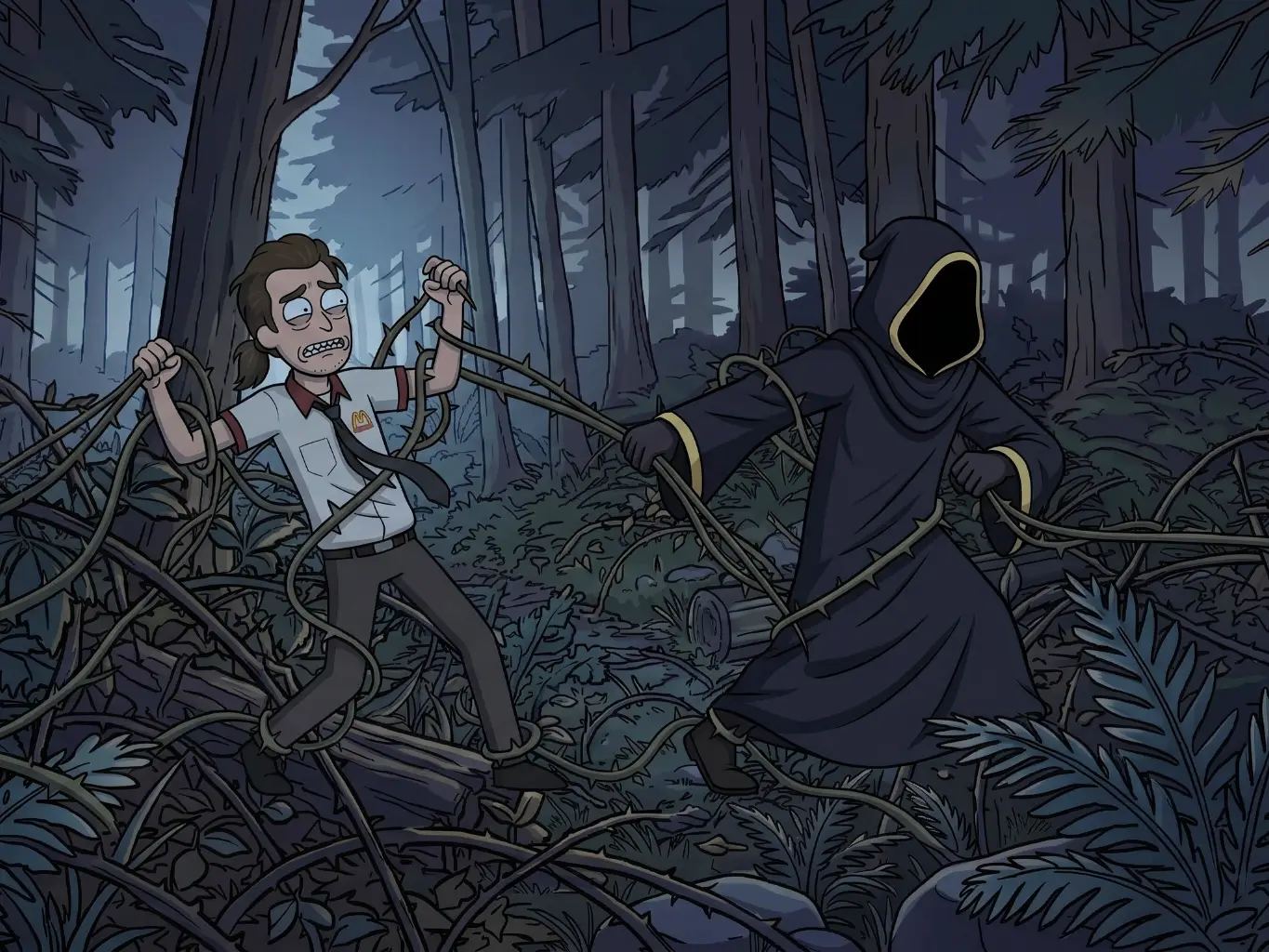 Illustration d'un chemin de ronces que l'on n'a plus besoin de traverser