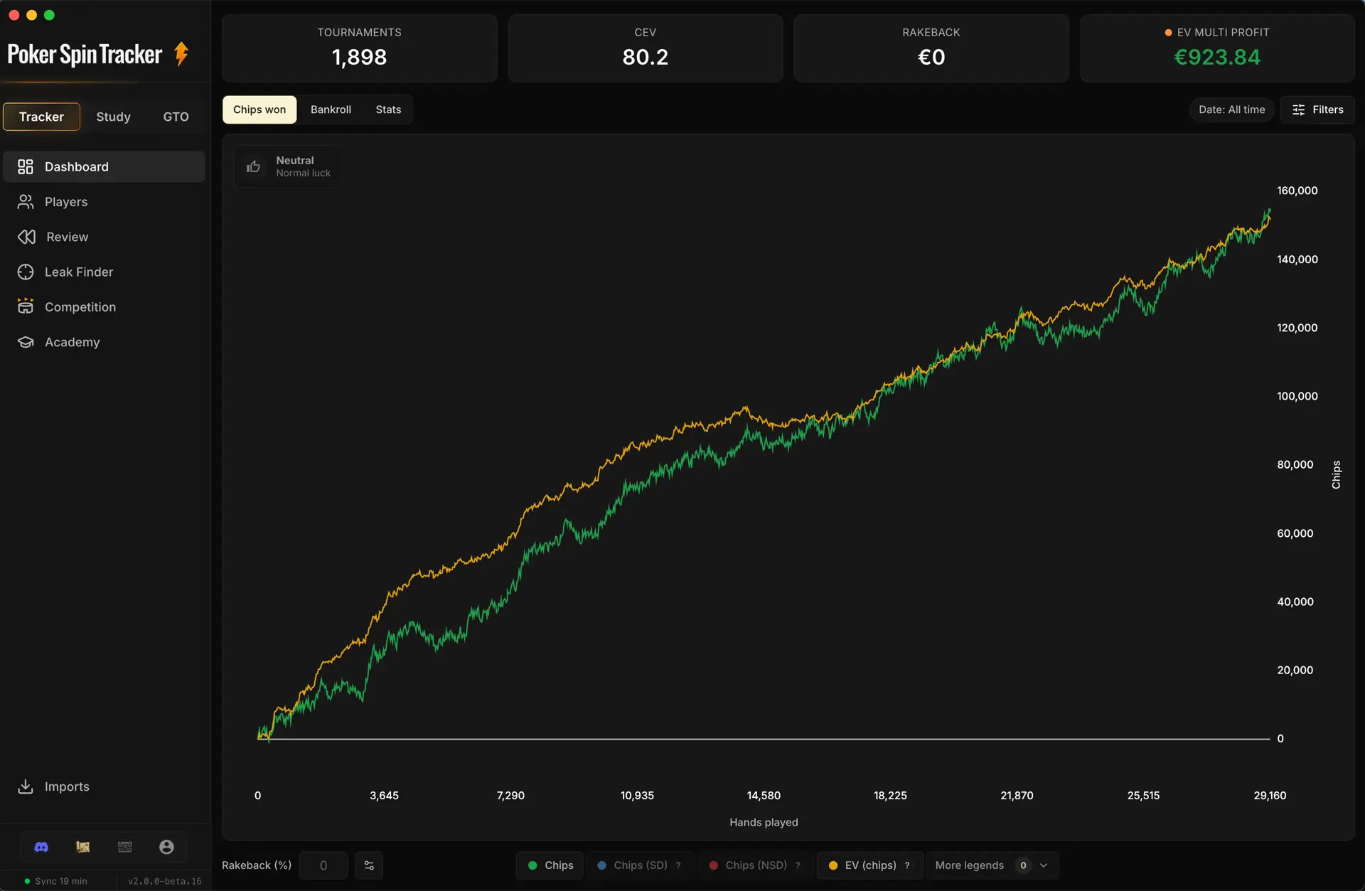 La sidebar du tracker Poker Spin Tracker