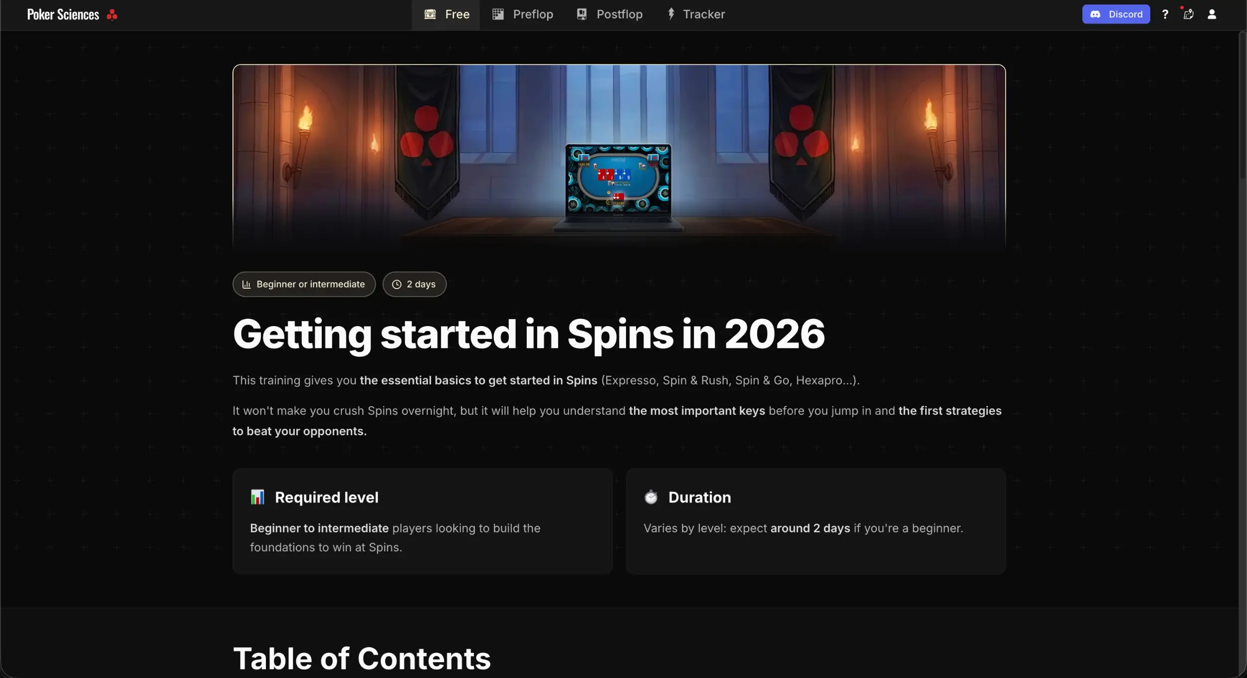 Capture d’écran de la Formation gratuite pour les Spins.