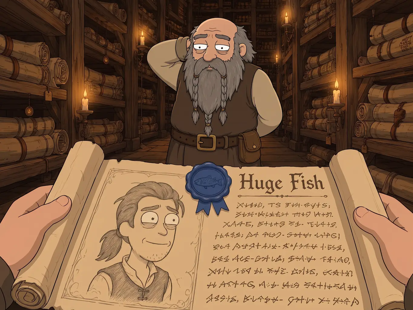Un archiviste embarrassé face à l'avis de recherche d'un joueur classé Huge Fish.