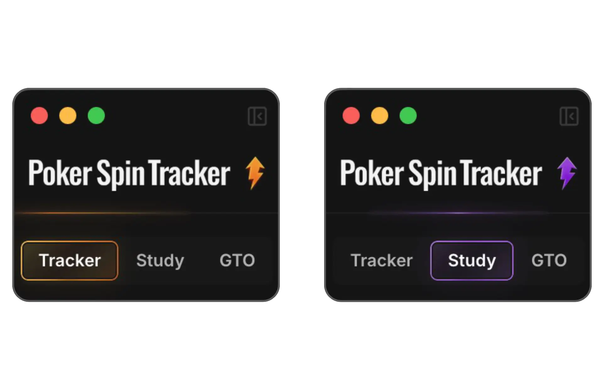 Comparaison des vues Tracker et Étudier de Poker Spin Tracker